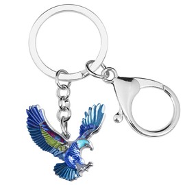 NEWEI Cute Enamel Eagle Keychain Bird Keyrings for Women Girls Boyfriend Purse Wallet Charm, Blue, Medium