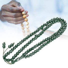 Islamic Prayer Beads, Muslim Rosary Beads 99 Grains Resin Gilding Religious Article(green)