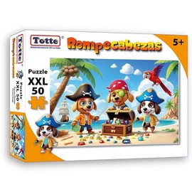 Totte Rompecabezas 50 Piezas XXL | Piezas Extra Grandes, Gruesas y Durables | Diseñado para Uso Infantil (Perros Piratas)