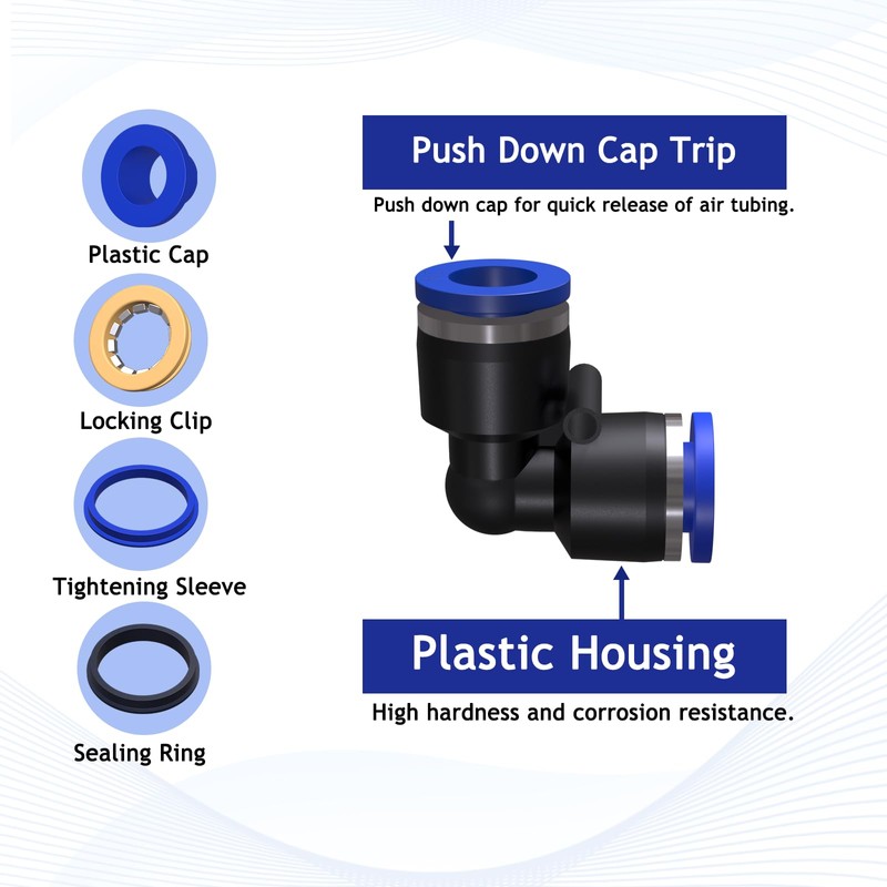 EterMutable 30Packs Elbow 3/8"OD Push to Connect Fittings,Air Line Fittings