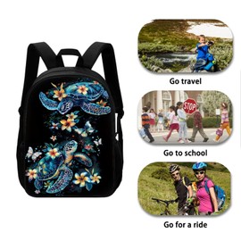 Xoenoiee Sea Turtle and Floral Pattern Back to School Backpack Set of 3 Pack Teens Primary Schoolbag Thermal Lunch Box Pencil Bag 3 in 1 for Boys Girls