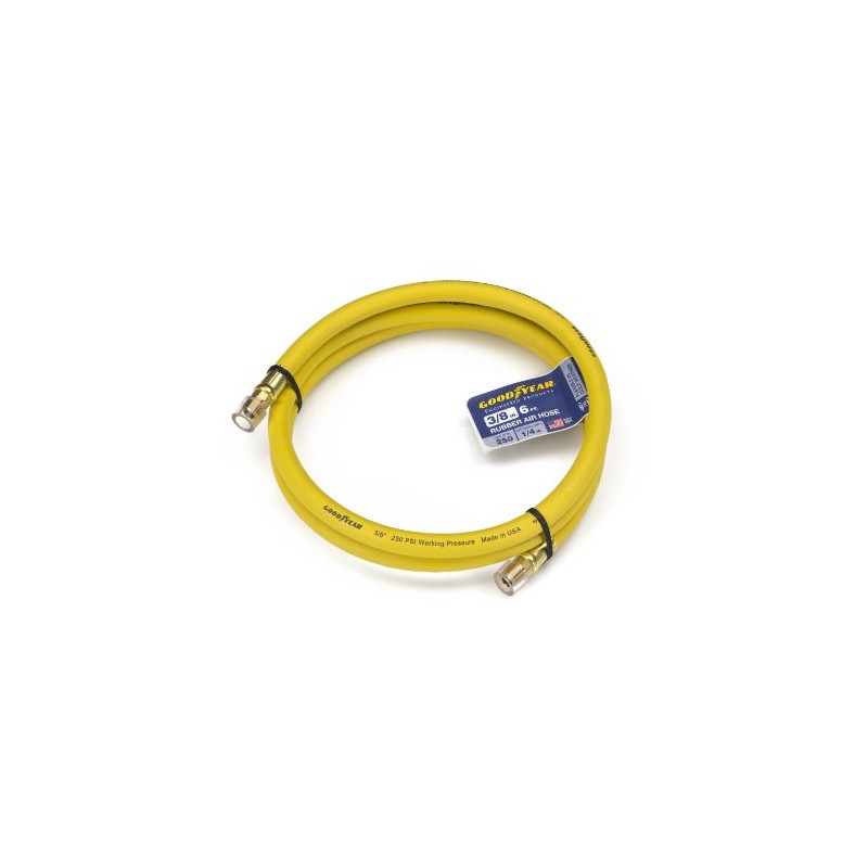 Goodyear 6' x 3/8" Rubber Whip Hose Yellow 250 PSI
