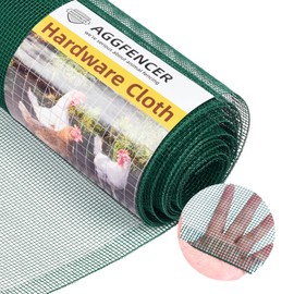 AggFencer 24in x 10ft Green Hardware Cloth 1/8 inch 27Ga PVC Coated Wire Mesh Vinyl Coated Galvanized Wire Mesh Screen Roll, Welded Metal Chicken Wire Fencing, for Garden Plant Fencing Bee Screen