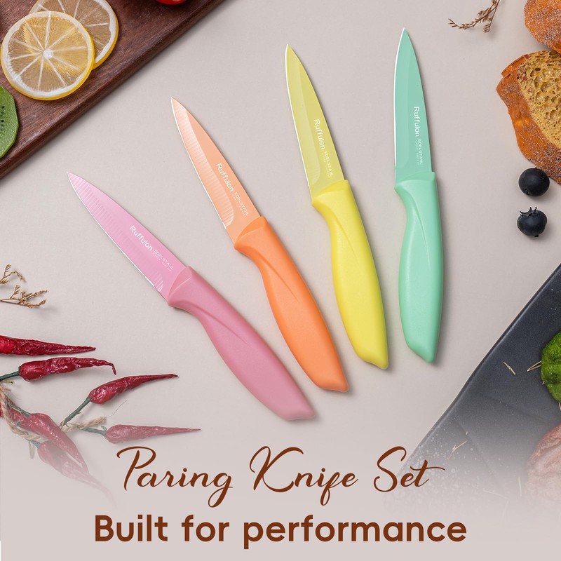 Ruffulon Paring Knife Set, 4PCS Stainless Steel Paring Knife Set,