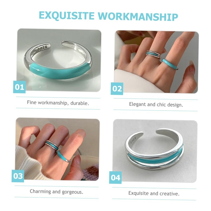 SAFIGLE 2pcs Rings Aesthetic Adjustable Rings Women Fashion Jewelry Birthday