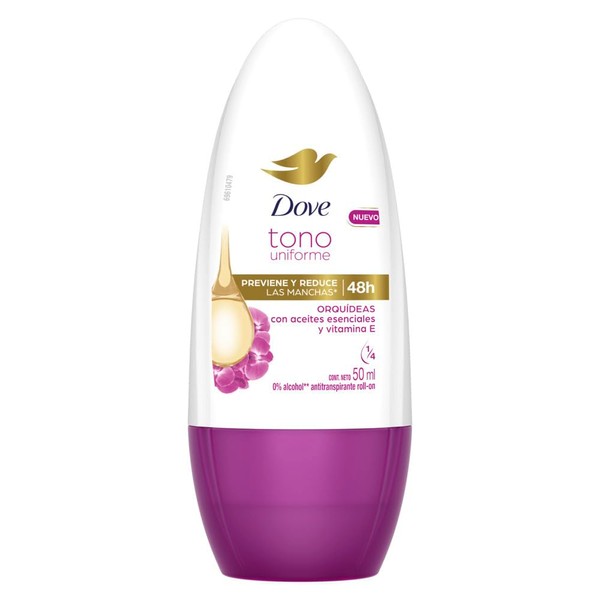 Dove Desodorante Antitranspirante Tono Uniforme Orquideas para Mujer en Roll On 50mL