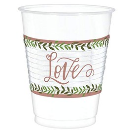 Clear Love And Leaves Plastic Cups - 25pc / 16oz