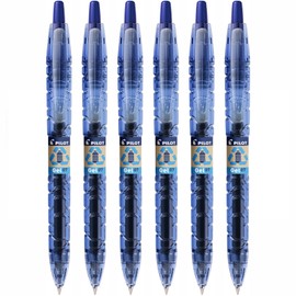 Pilot B2P Gel Ink Ballpoint Pens Pack of 6Medium 0.7mm line 0.4mm Blue Paste