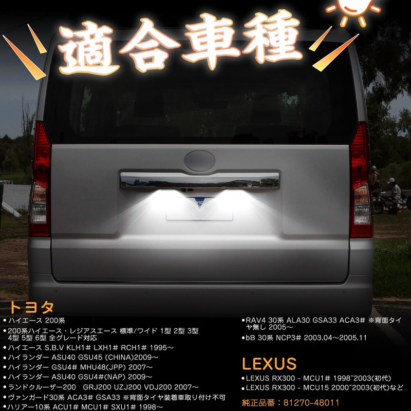 GemPro LED License Plate Light for HiAce 200 Series, Regius