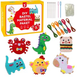 Set di cucito fai da te per bambini, set di cucito per forme di animali in feltro per bambini e principianti, pacchetto di cucito in feltro per ragazze, cucito creativo, ornamenti di peluche riempiti