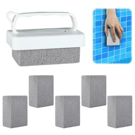 FloralGrace Pack of 6 Hand-Held Pool Pumice Swimming Pool Pumice Pool Tiles Stone Replacement Cleaning Block with Handle for Spa Tiles Joints Concrete Cleaning