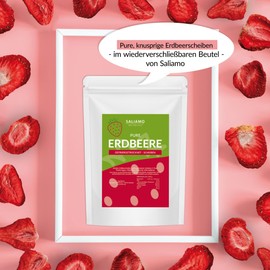 Saliamo | 300g gefriergetrocknete Erdbeeren - Scheiben - Erdbeeren getrocknet - Erdbeerchips - pure Frucht - 100 % Erdbeeren