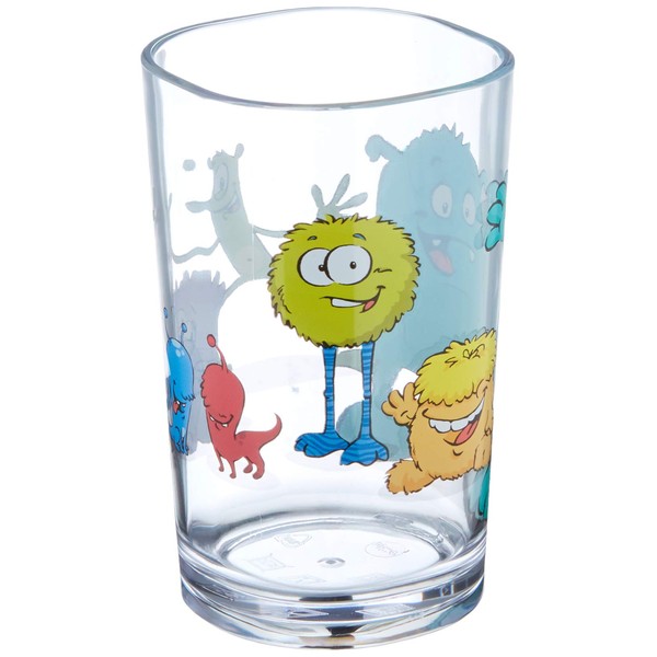 Emsa Bicchiere per bambini, 0,2 litri, design mostro, blu/giallo, 1 pezzo (confezione da 1)