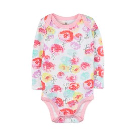 HonestBaby 5-Pack Organic Cotton Long Sleeve Bodysuits, Rose Blossom, 3-6 Months