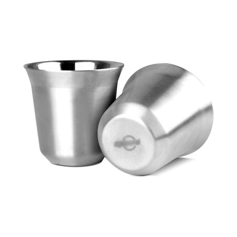 RECAPS 80ml Stainless Steel Espresso Cups Set - 2 Pack