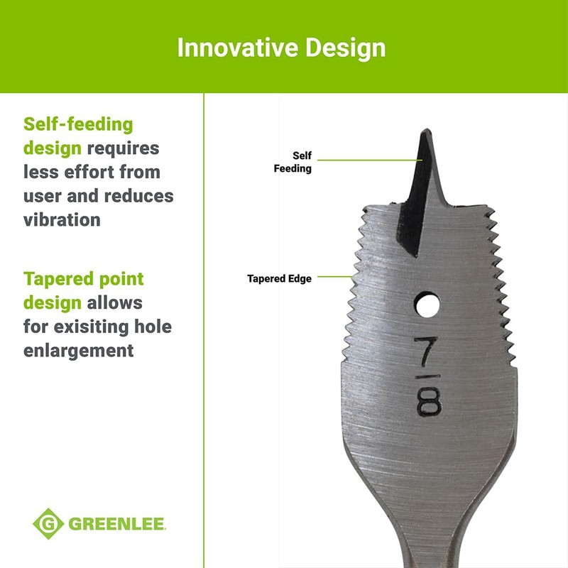 Greenlee 34AR-6 7-Piece Self-Feeding Spade Bit Set with 3/8" to