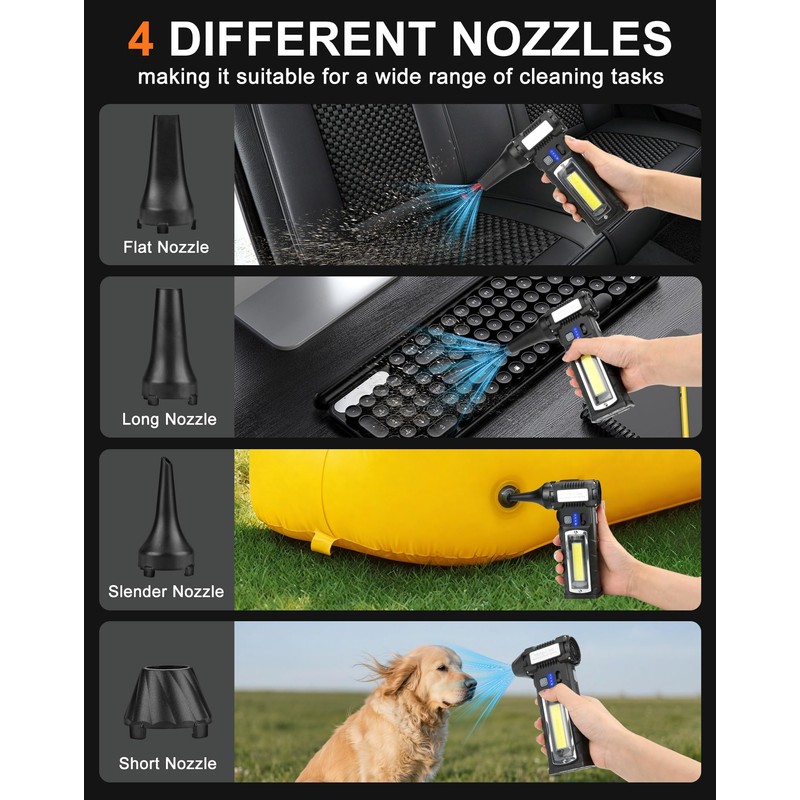 Compressed Air Duster, 130000RPM Electric Air Duster with LED Display,