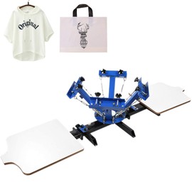 VEVOR Screen Printing Machine 17.7x21.7Inch Screen Printing Press 4 Color 2 Station Silk Screen Printing for T-Shirt DIY Printing Removable Pallet