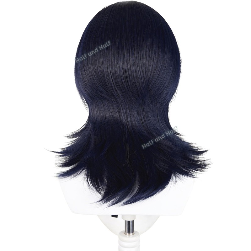 Blue Black and Peacock Blue Anime Cosplay Wig with Bangs