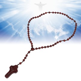 Rosario de Madera Católico Fiel, Cuentas de Rosario Católico para Hombres, Collar de Rosario con Detalles Vivos y Finos, Rosario Clásico de Sándalo Marrón para Decoración,