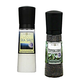 Dean Jacob's The Gourmet Chef Grinder Set - Black Peppercorn 5.8 oz and Sea Salt 12.2 oz -