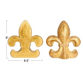 Creative Co-Op Decorative Fleur de Lis Resin Bookends, Gold