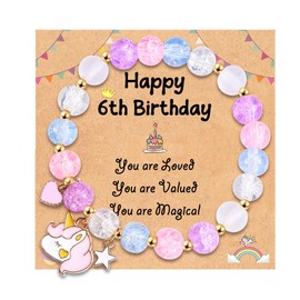Leyung 6 Year Old Girl Birthday Gift Ideas, Unicorn Bracelet Birthday Decorations Gifts for 6 Year Old Girls Daughter Granddaughter Niece Sister