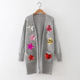 Ximkee Pack of 10 Shiny Heart Sequins Iron on Applique Embroidered Patches-Gold