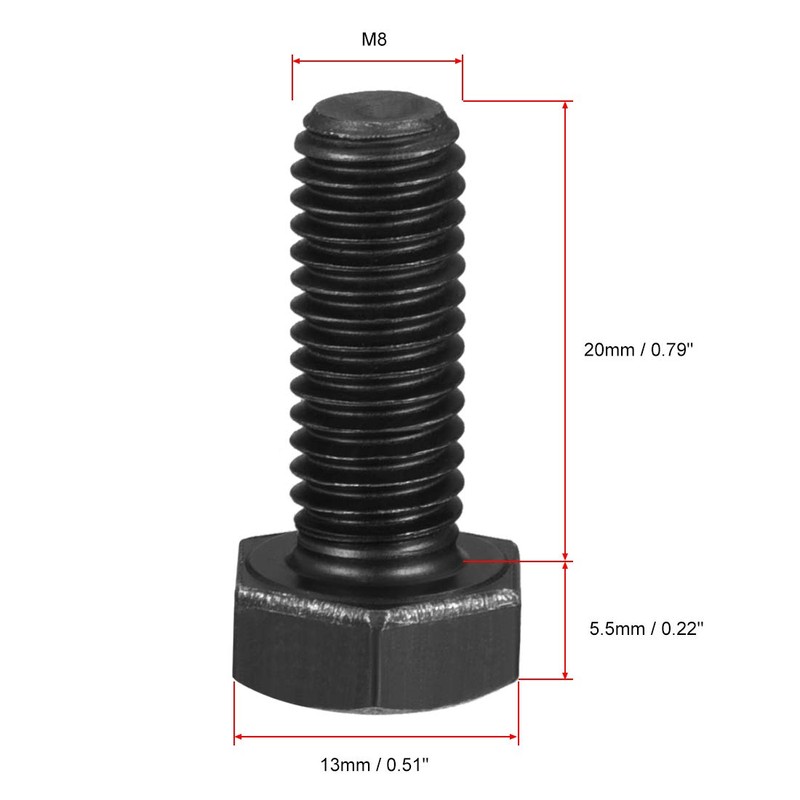 uxcell M8x20mm Hex Head Screw Bolts Fastener Grade 8.8 Carbon