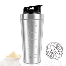 YANGUN Stainless Steel Protein Shaker, Metal Protein Shaker, Metal Shaker Bottle, Stainless Steel Protein Shaker Cup, BPA-Free, Leak Proof Metal Sports Water Bottle for Men&Women 900ml