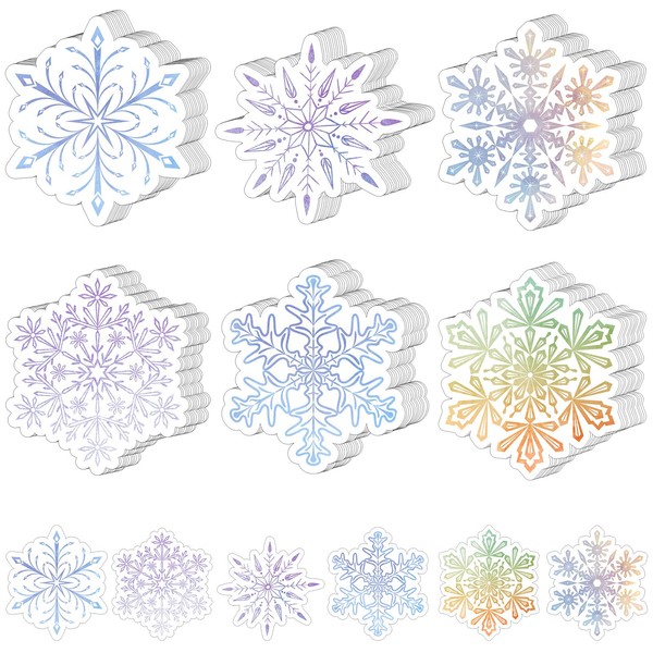 Junkin 60 Pcs Snowflake Cutout Winter Paper Snowflake Bulletin Board
