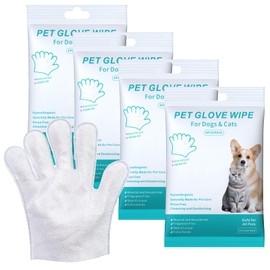 Pack of 24 Gloves for Pets, Pet Gloves, Wet Wipes Dog, Dog Cleaning Gloves, Glove Wet Wipes for Pets, Grooming Wipes for Cats, No Rinse Cleaning