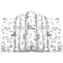 Feifeiya 200 Pcs Floral Wax Paper Sheet for Food Chinoiserie Bird Deli Paper Waterproof Sandwich Wrapping Greaseproof Food Basket Liners for Picnic Party Kitchen Supply, 9.8 x 8.7inch (Floral,Black)