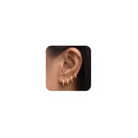 LEXODY Small Gold Hoop Earrings Set for Women, 14K Gold Plated Tiny Dainty Lightweight Cubic Zirconia Huggie Earrings Cartilage Earring Jewelry for Women
