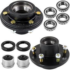 Trailer Idler Hub Kit 6 on 5.5” for 5200 to 6000 lbs 1-3/4“ Trailer Axle,Trailer Hub 6 Lug Pre Installed with Bearing Race Include 15123 Bearing Kits,2 Sets