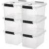 AYD 6PCS Stackable Storage Bins,Secure Snap-Lock Lids,Clear Plastic Organizer Boxes
