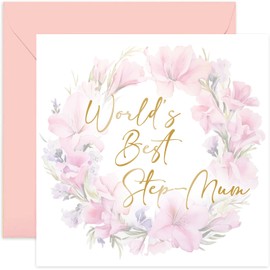 Old English Co. Worlds Best Step Mum Birthday Card - Special Mother's Day Card for Stepmum from Step-son or Step-daughter - 50th, 60th, 70th Birthday Card for Step Mother - Floral Design