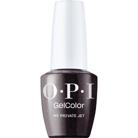 OPI GelColor, Dark Black Opaque Shimmer Gel Nail Polish, Up to 3 Weeks of Wear & Self-Correcting Formula, My Private Jet, 0.5 fl oz