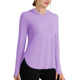Cavva UV Protection Hoodies for Women UPF 80+ Sun Shirt Pullover Lightweight Quick Dry Tops Workout Hiking Light Purple M