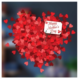 Mothers Day Window Stickers - Mother's Day Window Decorations - Mother's Day Heart of Hearts Vinyl Cling - Mothers Day Shop Window Display - Small