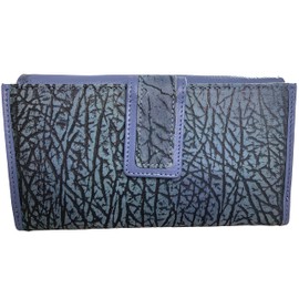 Baroncelli Leather Wallets for Women Size Large Capacity - Designer Elephant Print Color Violet - Genuine Leather Wallet Compact with Zipper Pocket - Credit Card Holder for Womens