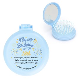 MystiCharm 18th Birthday Gifts for Women 18 Year Old Girl Birthday Gifts Adult Travel Folding Hair Brush with Mirror Presents Idea for Her Sisters Besites Friends Girlfriend Daughters Grandaughters