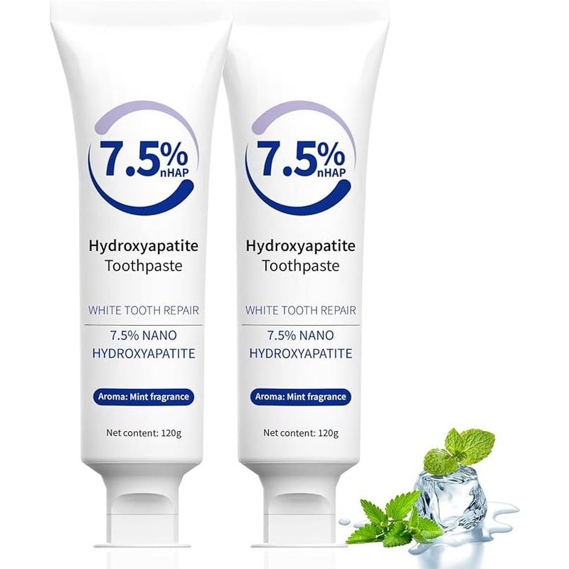7.5% Hydroxyapatite Toothpaste, Hidroxiapatita Toothpaste for Advanced Enamel Protection,Gentle Mint,Fresh