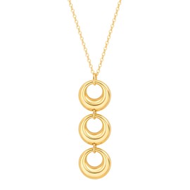 Aobei Pearl Long Pendant Necklaces for Women 18K Gold Multi-Layer Circles Y Necklace Statement Long Chain Jewelry 27.5”+2”