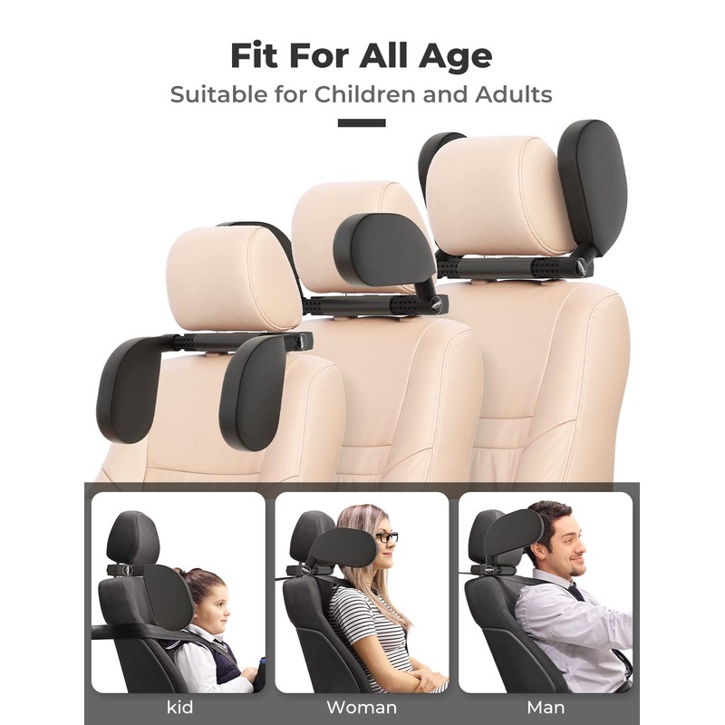 Oasser Car Seat Headrest Pillow, Detachable and Adjustable Double Sided