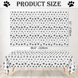 4 Pack Puppy Paw Print Tablecloths, 51x87'' Black Plastic Disposable Table Cover for Pet Themed Party Decorations for Cat Dog Birthday Party Supplies Lets Pawty Party Supplies Pet Shower Party Decor
