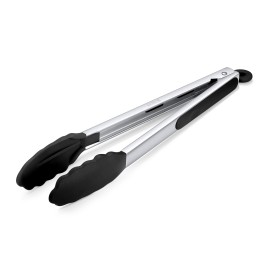 12 Inch Heat-Resistant BBQ Silicone Food Clip Grilling Locking Metal Silicone Foods Tong Kitchen Ergonomic Grip Tongscolor: Blue, size: 12 inch