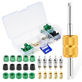 SURIEEN A/C 1/4" Charging Hose Gasket with Valve Core Kit, Air Conditioning Valve Core Kit Repair Tool with Valve Core Remover (101PCS