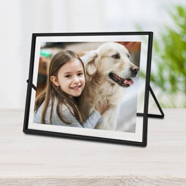 CROXXID 8x10 Picture Frame set of 2, for 5x7 6x8 with Floating Effect, for 8 x 10 without Floating, Double Real Glass Photo Frames Only for Tabletop, Home or Wedding Decoration Gift (Horizontal Black)