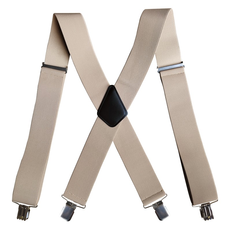 Men’s Heavy-Duty 2-Inch X-Back Suspenders with Adjustable Elastic Straps and